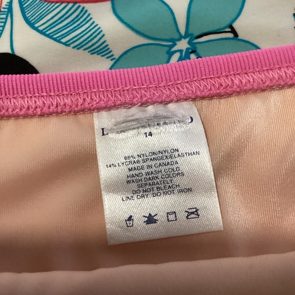 Croft & Barrow 2 Piece Tankini Swimsuit, Pink and Turquoise Multi Floral, 14/16 - Picture 7 of 7